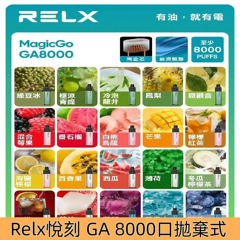RELX GA 8000口拋棄式 悅刻免充電一次性